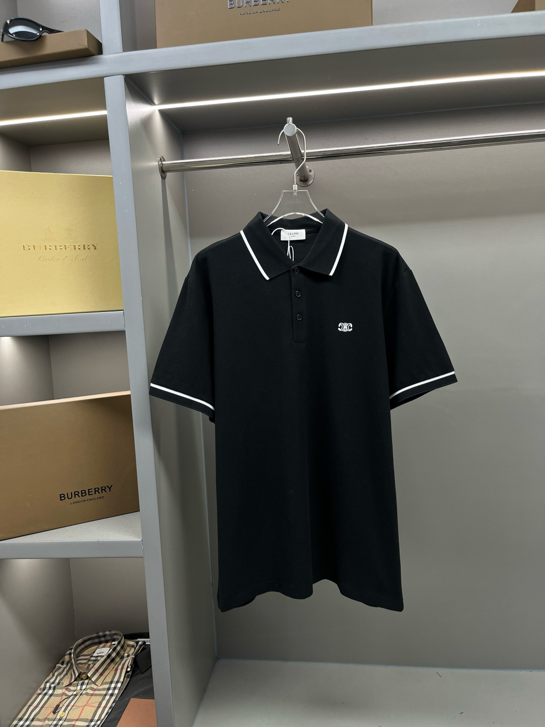 Polo CELINE nuevo con bordado del Arco de Triunfo, tejido original, mismo estilo oficial, tejido de punto de algodón pu…