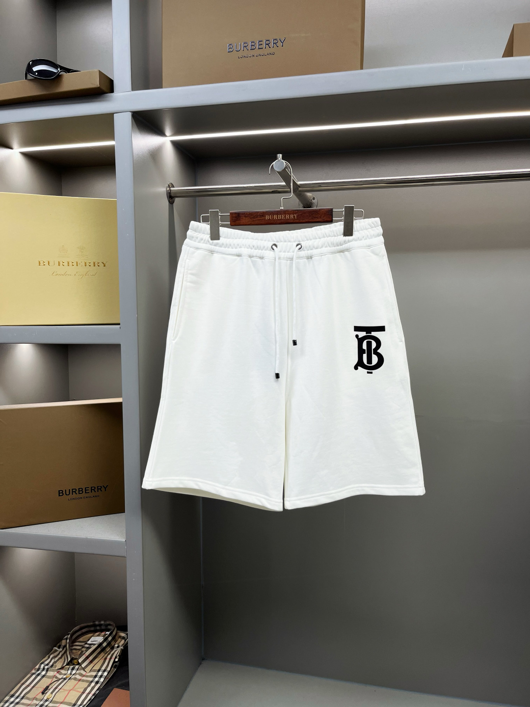BBR Burberry 🅱️ Pantalones cortos sueltos de terciopelo de algodón con logotipo exclusivo con estampado tridimensional…