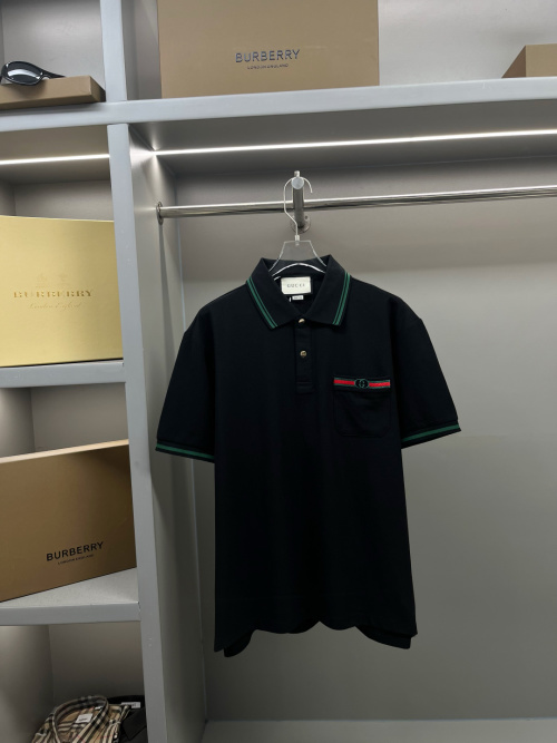 Gucci Men's Polo Shirt With Pocket Embroidery, Short Sleeve Cotton Top 1 Gucci Men’s Polo Shirt With Pocket Embroidery, Short Sleeve Cotton Top