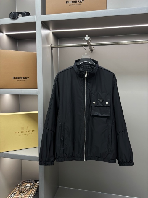 Prada Men's Lightweight Stand Collar Jacket, Regular Fit, Casual Outerwear 1 Prada Men’s Lightweight Stand Collar Jacket, Regular Fit, Casual Outerwear