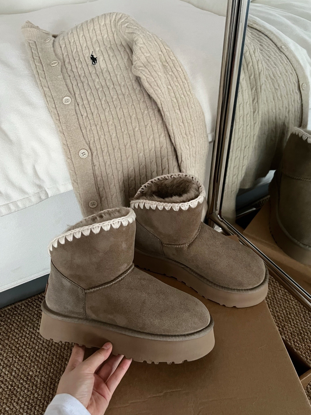 🌹2025秋冬UGG!这双手工编织雪地靴美到我心巴上,两色,35-40码!谁懂啊!终于挖到兼顾颜值、保暖
