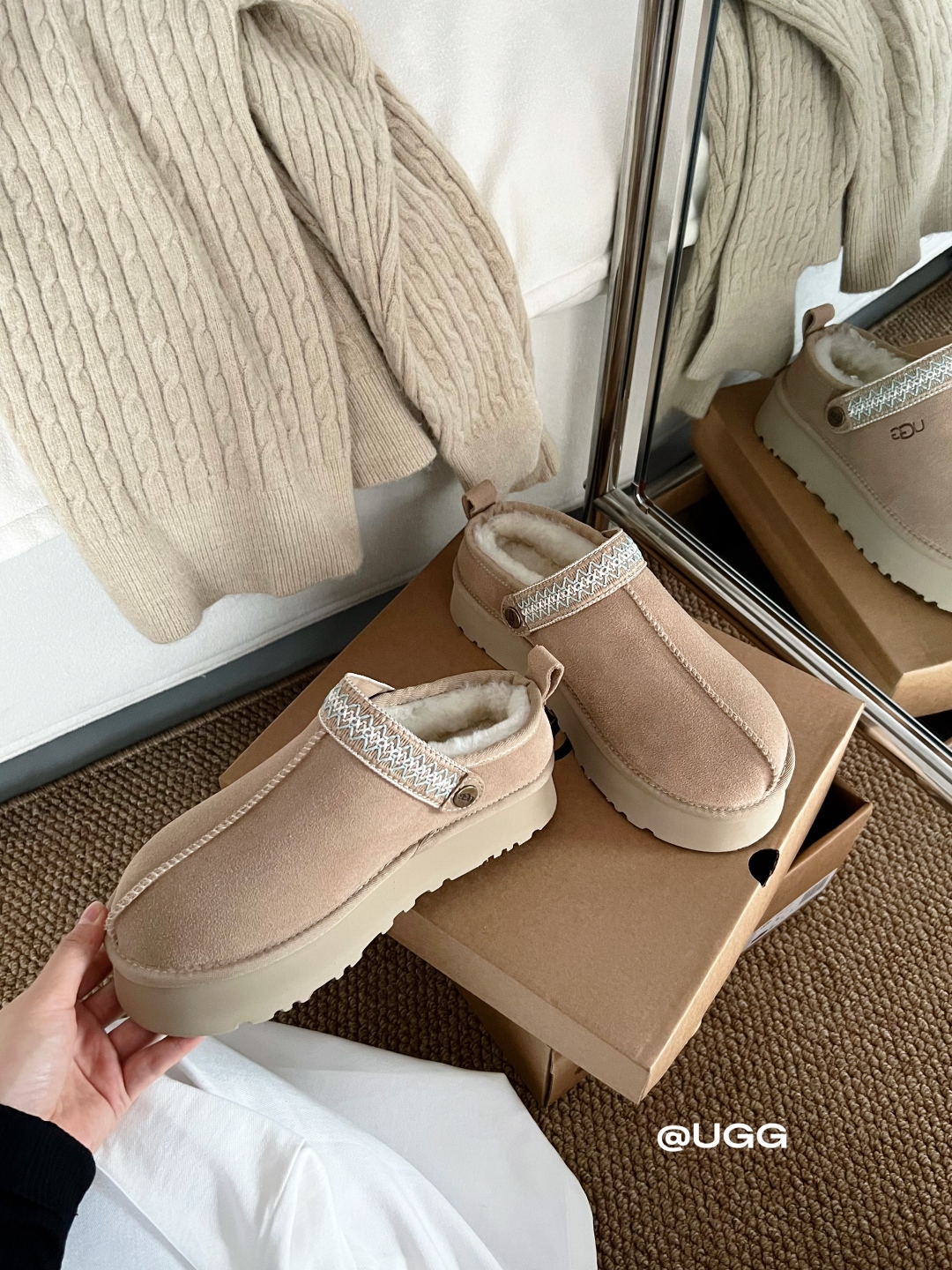 🔥新品UGG | 织带两穿民族风拖鞋✔️羊毛保暖舒适柔软冬季百搭款、3cm鞋底多色可选✓35-40码谁能