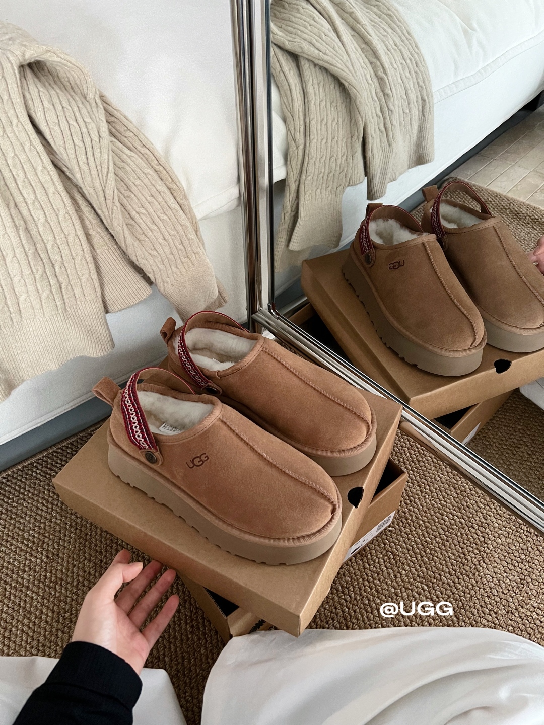 🔥新品UGG | 织带两穿民族风拖鞋✔️羊毛保暖舒适柔软冬季百搭款、3cm鞋底多色可选✓35-40码谁能