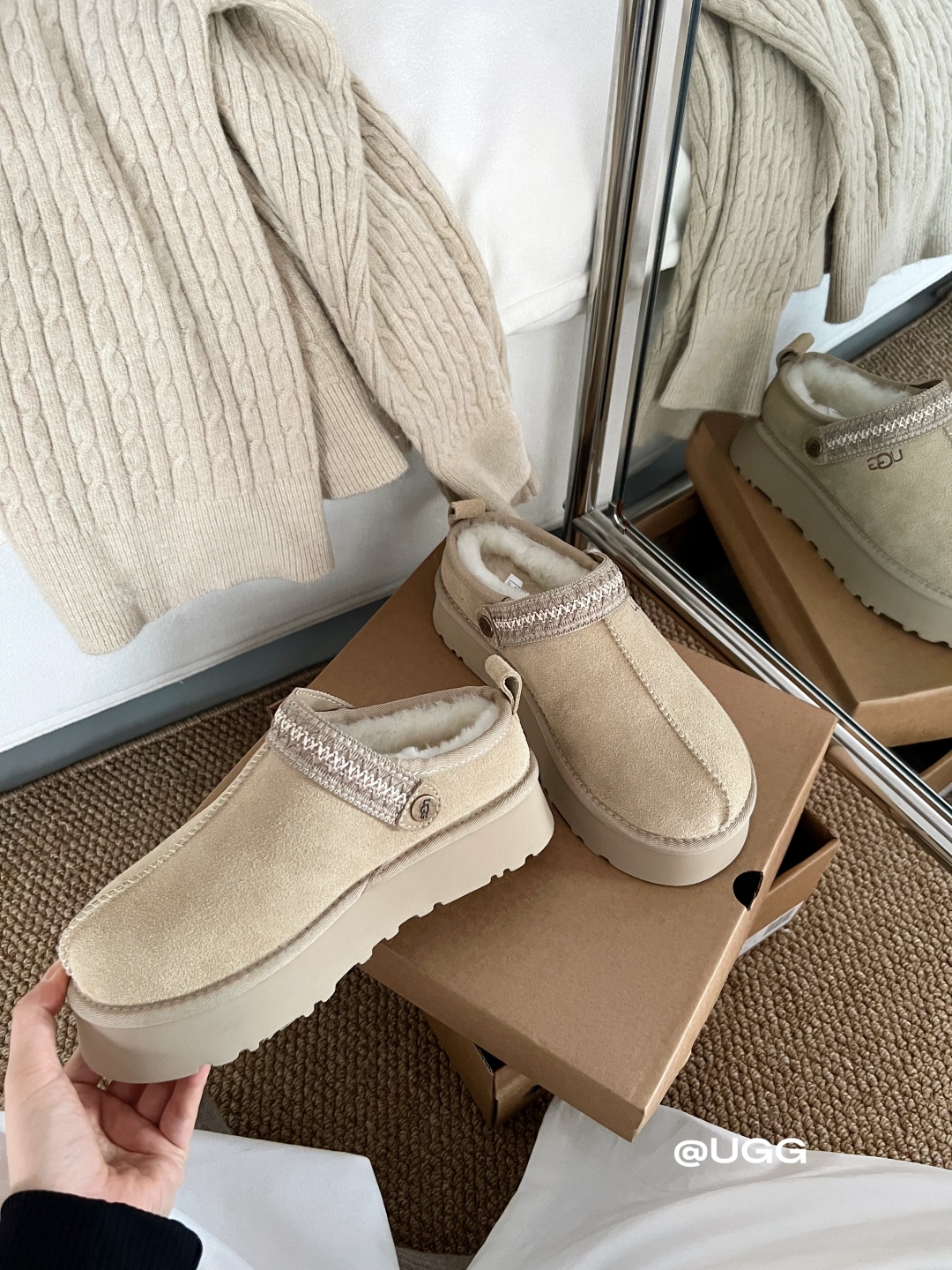 🔥新品UGG | 织带两穿民族风拖鞋✔️羊毛保暖舒适柔软冬季百搭款、3cm鞋底多色可选✓35-40码谁能