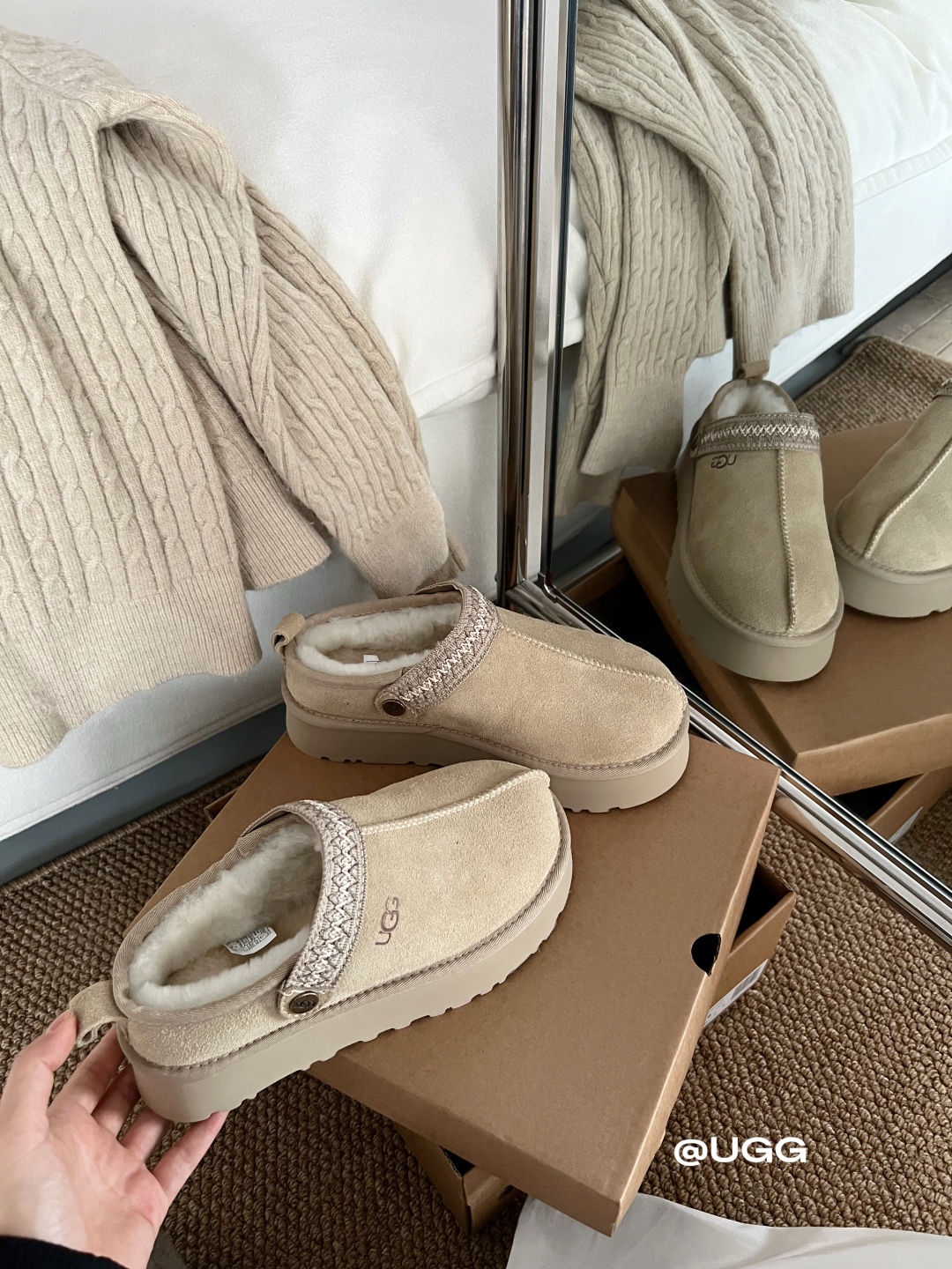 🔥新品UGG | 织带两穿民族风拖鞋✔️羊毛保暖舒适柔软冬季百搭款、3cm鞋底多色可选✓35-40码谁能