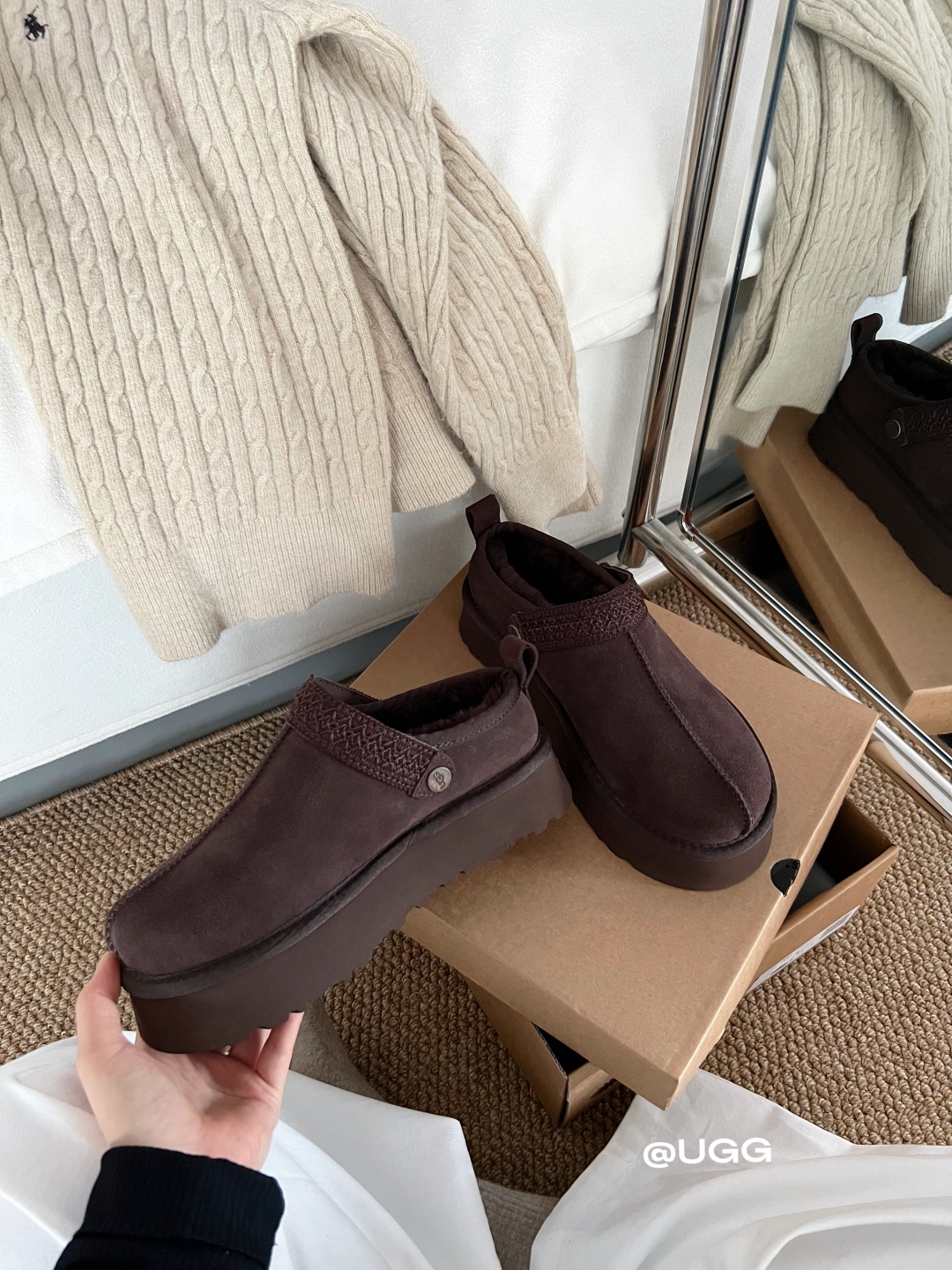 🔥新品UGG | 织带两穿民族风拖鞋✔️羊毛保暖舒适柔软冬季百搭款、3cm鞋底多色可选✓35-40码谁能