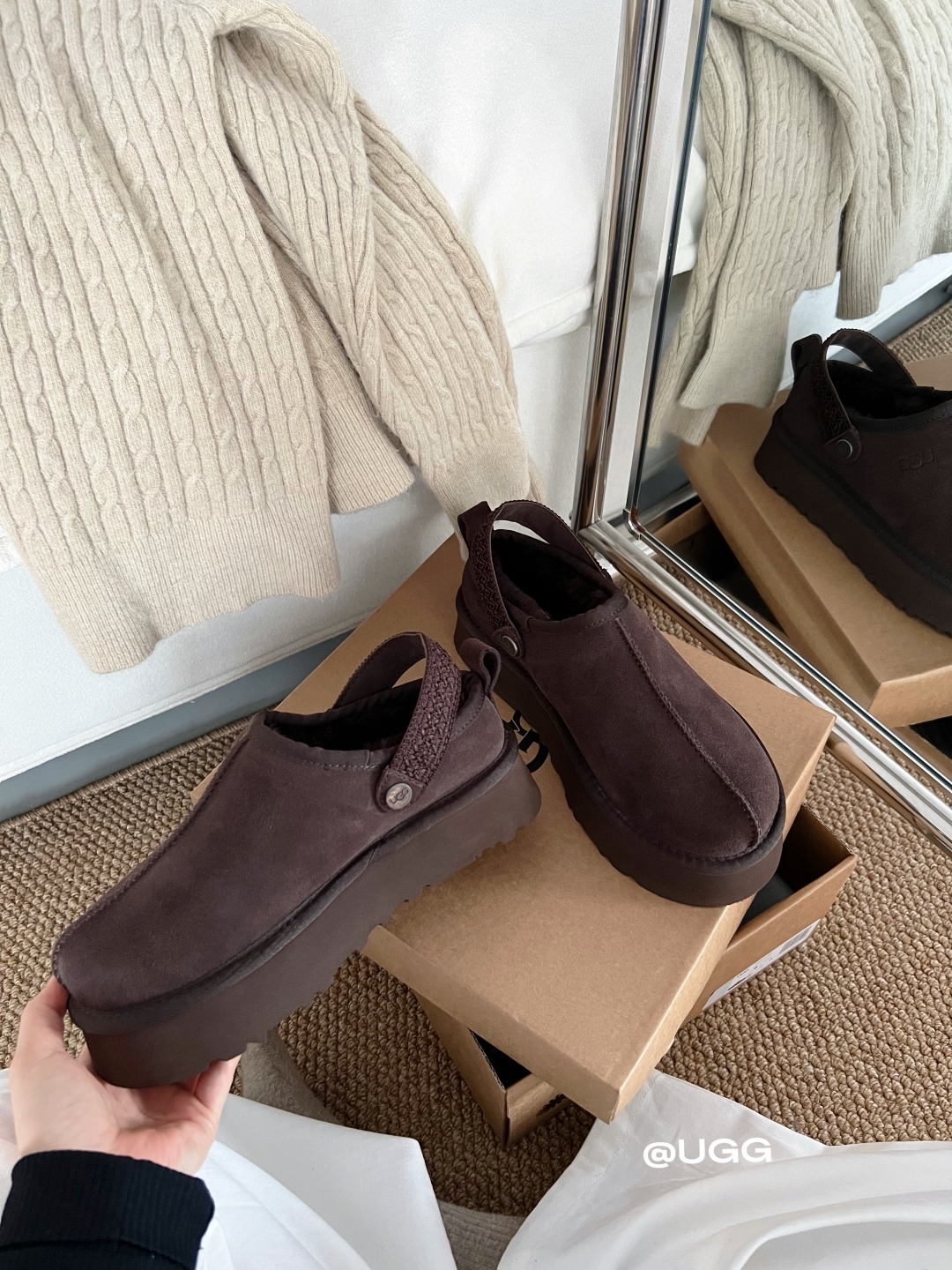 🔥新品UGG | 织带两穿民族风拖鞋✔️羊毛保暖舒适柔软冬季百搭款、3cm鞋底多色可选✓35-40码谁能
