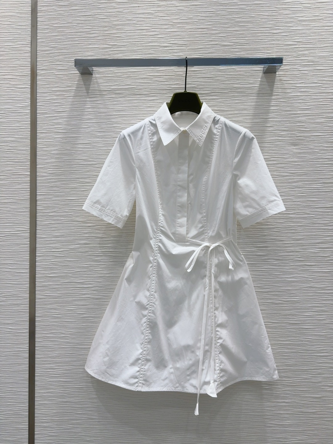 Gucci 2025SS White Shirt Dress with Tie Waist Detail - Stylish and Chic