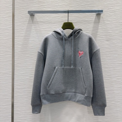 Gucci Women's Gray Heart Cotton Hoodie, Soft and Comfortable, Sizes S-L