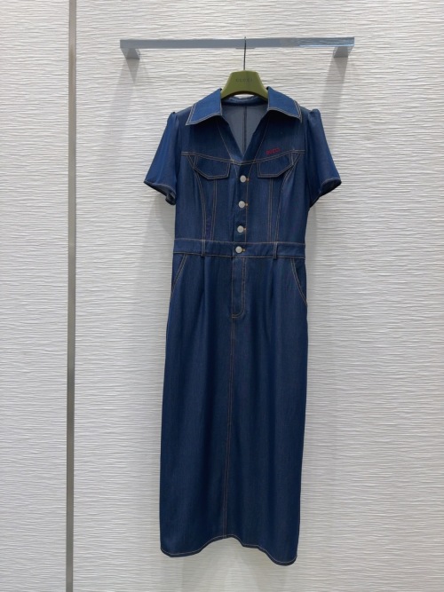 Gucci Denim Midi Dress, Short Sleeve, Classic and Timeless 1 Gucci Denim Midi Dress, Short Sleeve, Classic and Timeless