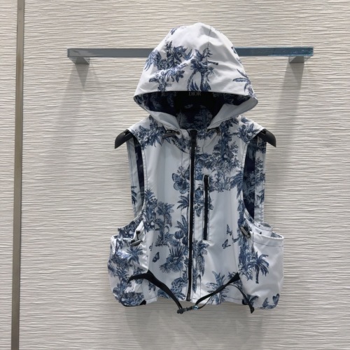 Dior 2025SS Floral Print Hooded Vest - Stylish and Luxurious Design