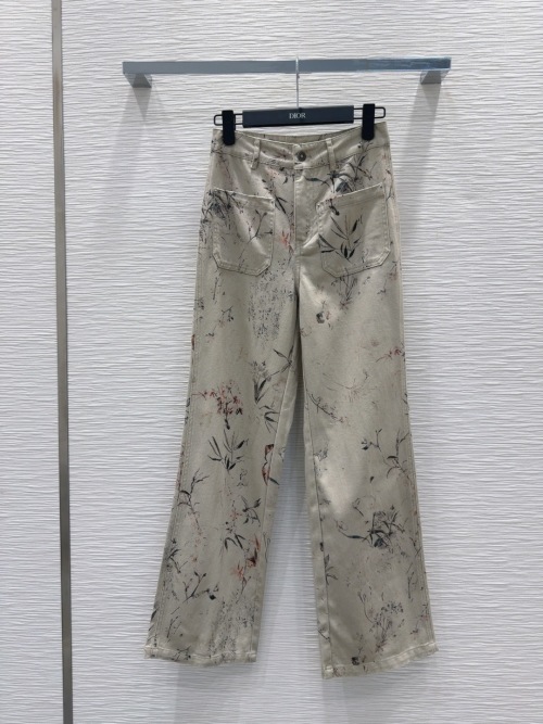 Dior Floral Print Women's Pants Classic High-Waisted Wide Leg Trousers 1 Dior Floral Print Women's Pants Classic High-Waisted Wide Leg Trousers