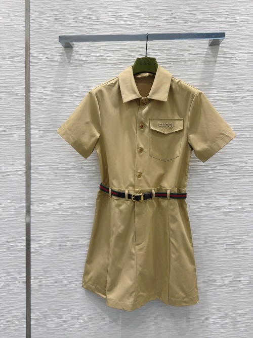 Gucci 2025SS Khaki Mini Dress with Belt, Classic & Stylish, Size S-L 1 Gucci 2025SS Khaki Mini Dress with Belt, Classic & Stylish, Size S-L