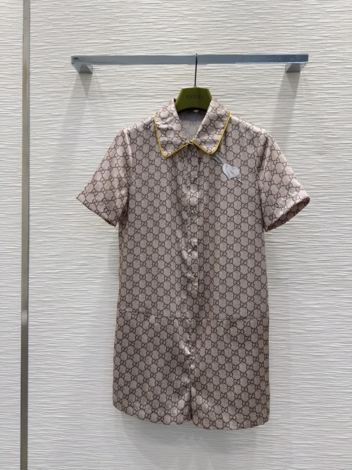 Gucci Monogram Print Romper - Short Sleeve, Button-Down, Luxury Loungewear 1 Gucci Monogram Print Romper - Short Sleeve, Button-Down, Luxury Loungewear
