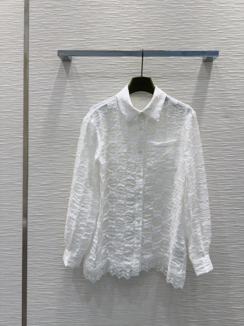 Elegant Semi-Sheer Lace Trim Blouse - Versatile Style for Any Occasion