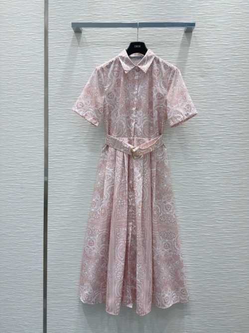 Dior Pink Paisley Print Belted Midi Dress - Elegant and Versatile 1 Dior Pink Paisley Print Belted Midi Dress - Elegant and Versatile