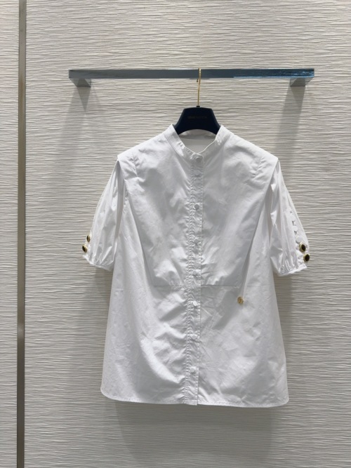 Dior 2025SS Women's White Blouse, Short Sleeves, Refined Lines, Elegant Style 1 Dior 2025SS Women's White Blouse, Short Sleeves, Refined Lines, Elegant Style