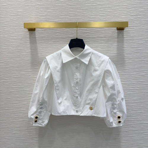 Elegant 2025SS White Blouse with Voluminous Sleeves and Gold Accents 1 Elegant 2025SS White Blouse with Voluminous Sleeves and Gold Accents