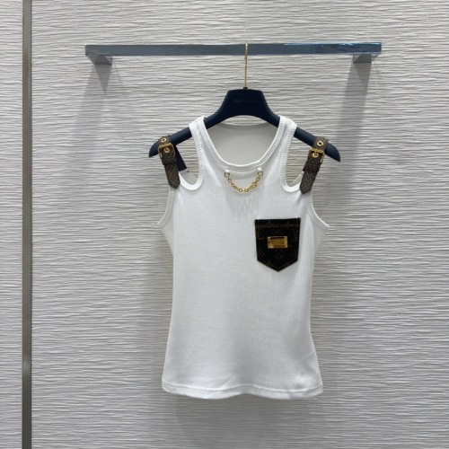 Louis Vuitton 2025SS White Ribbed Tank Top with Buckle Straps and Patch Pocket 1 Louis Vuitton 2025SS White Ribbed Tank Top with Buckle Straps and Patch Pocket