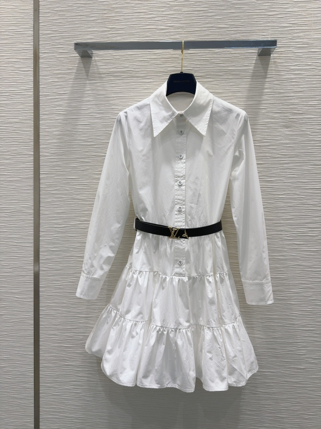 Louis Vuitton 2025SS White Tiered Shirt Dress with Belt - Classic & Chic