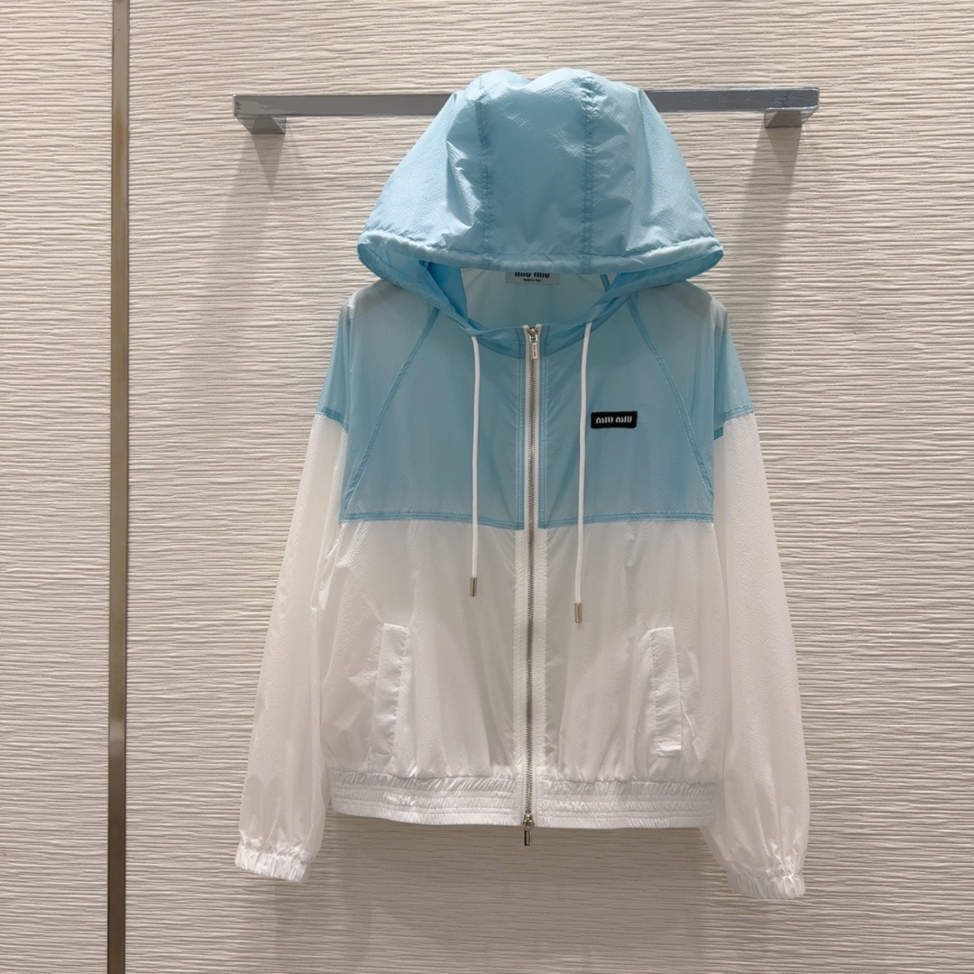 Miu Miu 2025SS Lightweight Hooded Jacket - UV Protection, Stylish Design