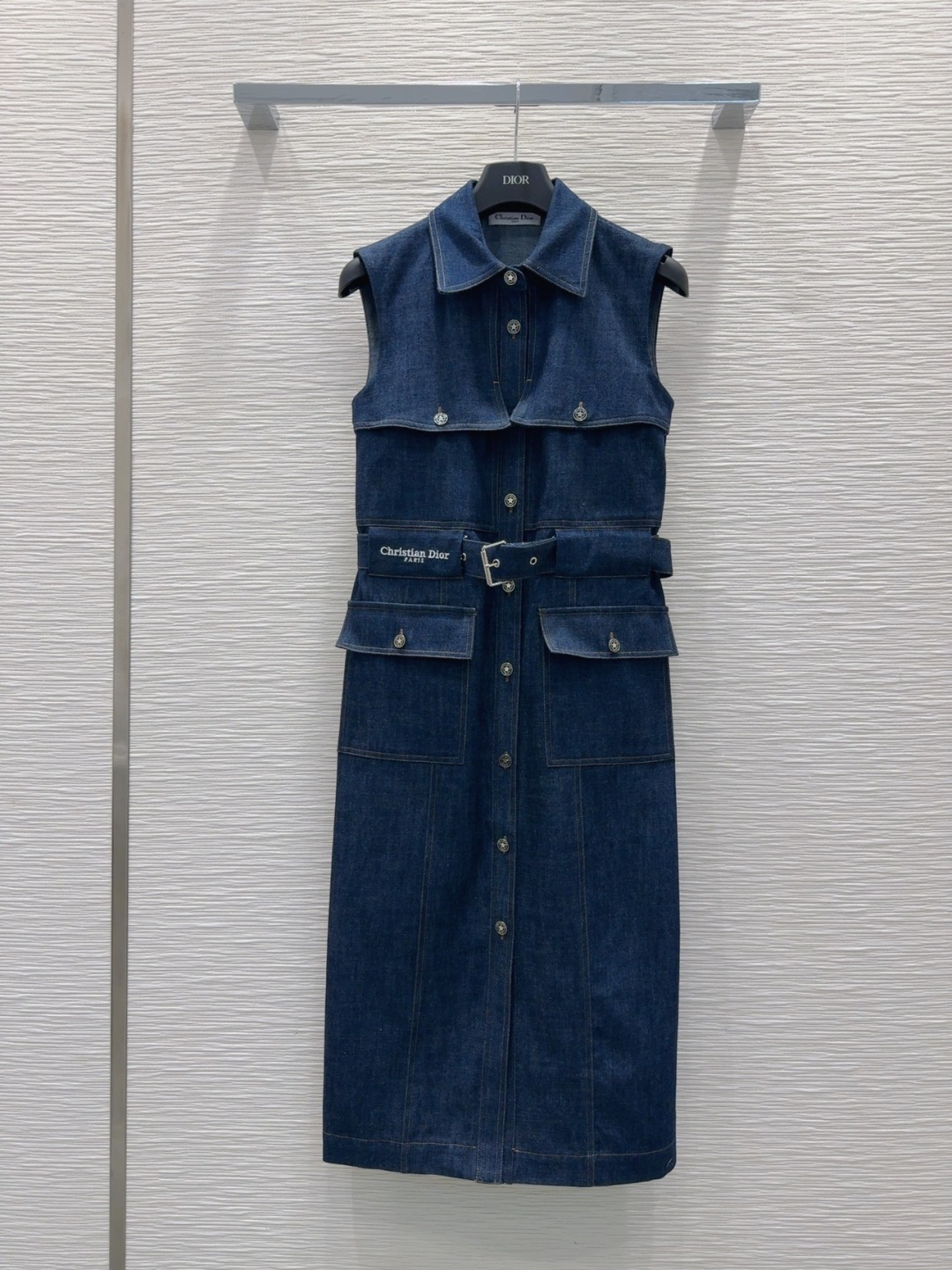 Dior Denim Sleeveless Midi Dress - Chic & Contemporary Design
