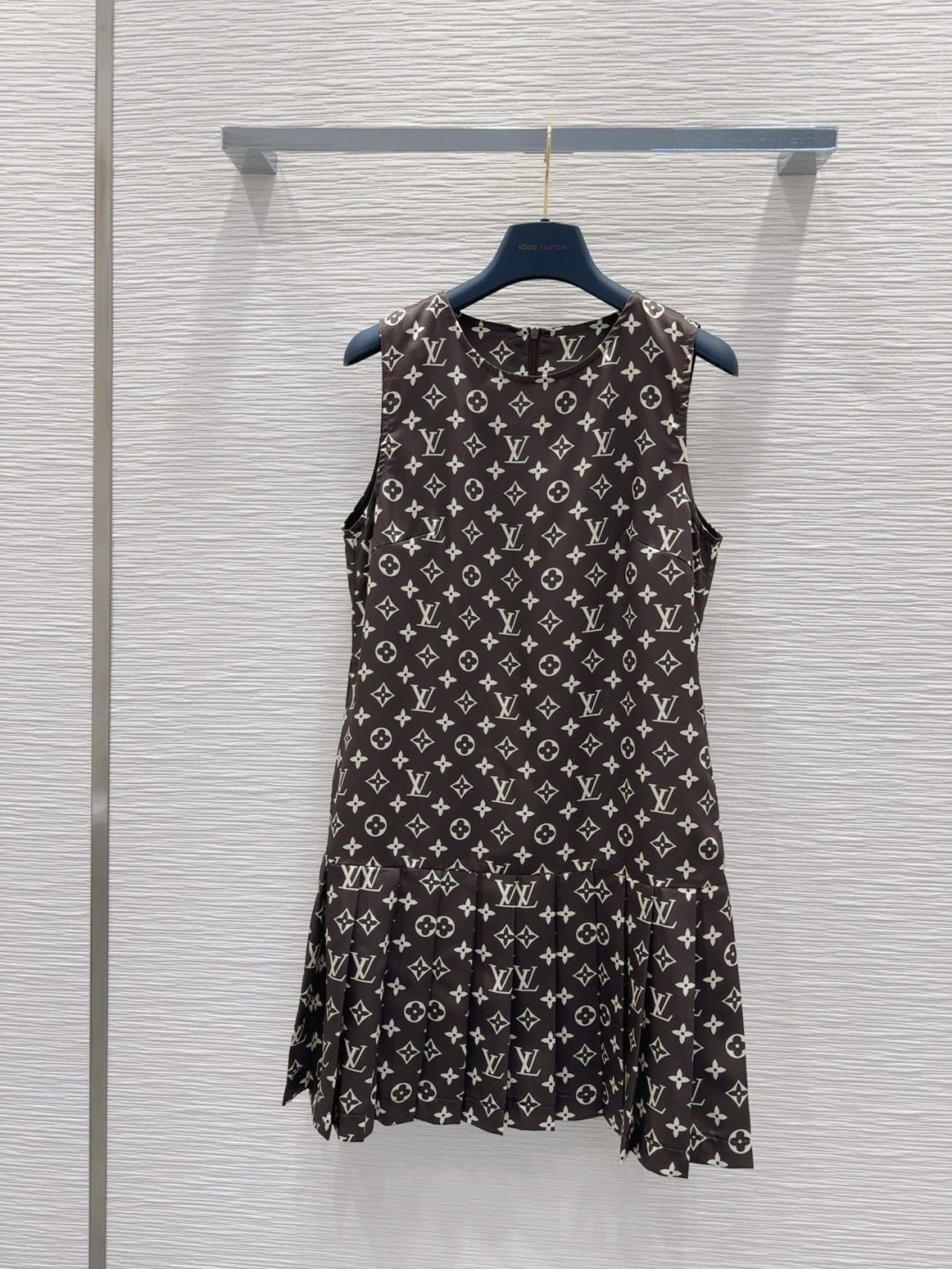 Louis Vuitton Sleeveless Dress, Pleated Skirt, Designer Monogram, Luxury Style