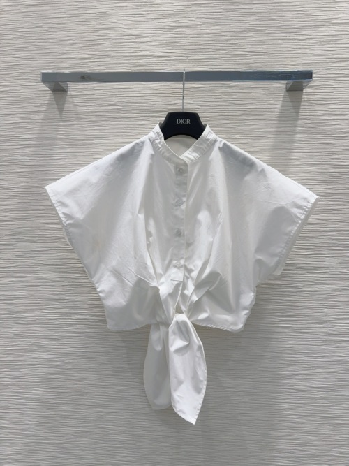 Dior White Tie-Front Blouse - Elegant, Refined, and Modern Design 1 Dior White Tie-Front Blouse - Elegant, Refined, and Modern Design