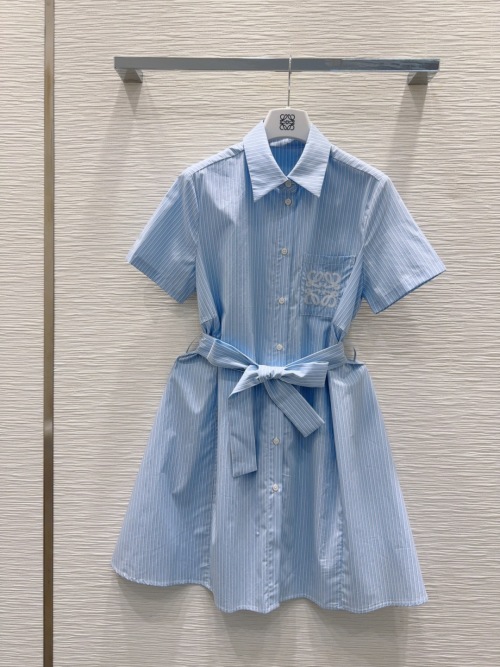 Loewe 2025SS Striped Shirt Dress with Belt - Stylish and Elegant 1 Loewe 2025SS Striped Shirt Dress with Belt - Stylish and Elegant