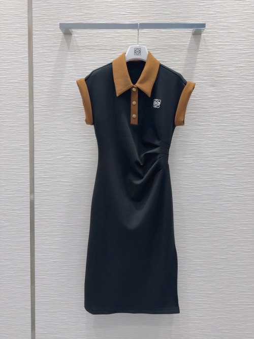 LOEWE 2025SS Black Polo Dress with Brown Trim 1 LOEWE 2025SS Black Polo Dress with Brown Trim
