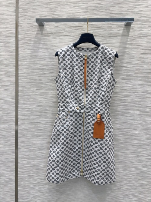 Louis Vuitton Sleeveless Monogram Jacquard Mini Dress - Elegant & Chic 1 Louis Vuitton Sleeveless Monogram Jacquard Mini Dress - Elegant & Chic