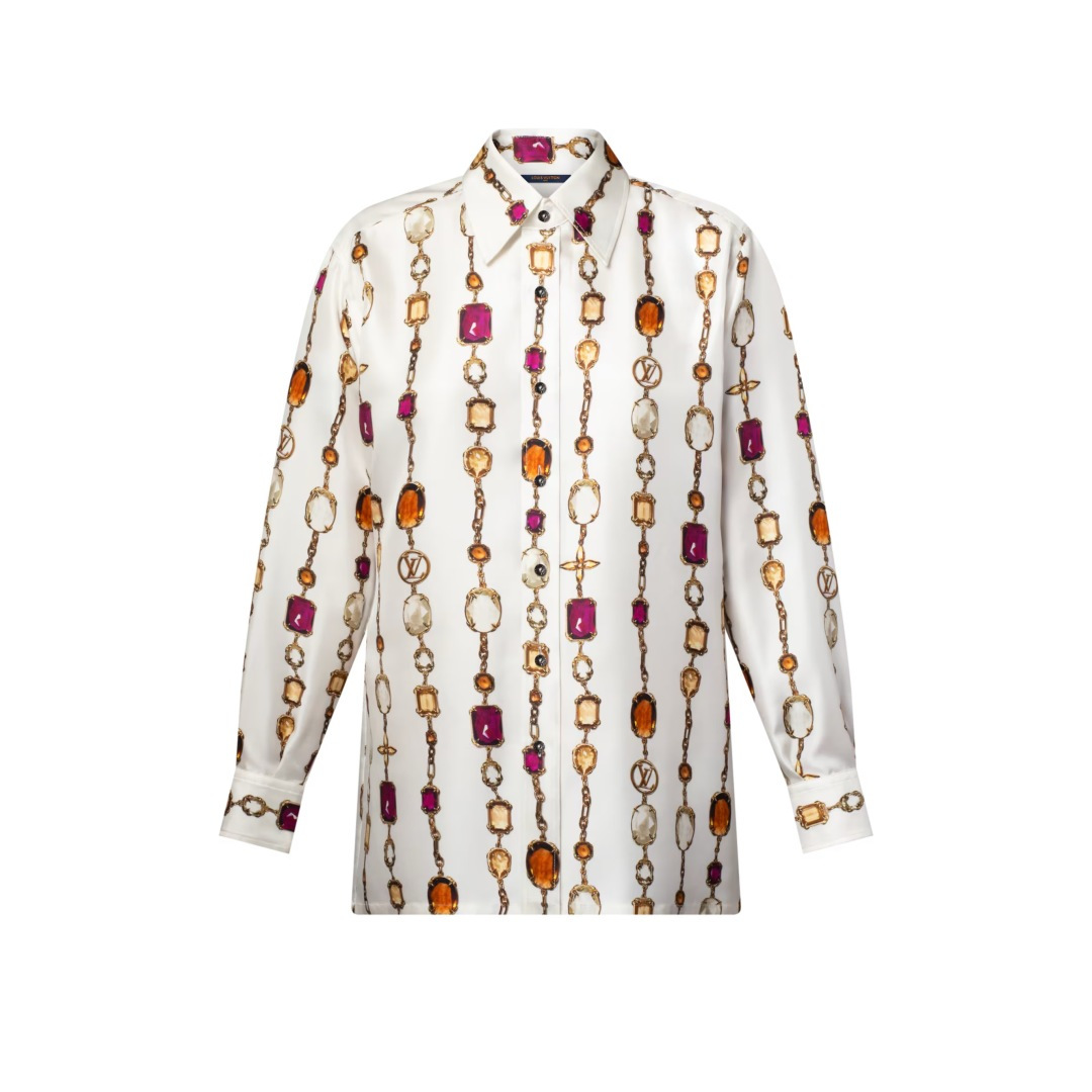 NO:446189,Model number D25071588 LOUID*Dujia LV new style, full body gem chain printed loose fashion button lapel long sleeve shirt!  (M size shoulder width 40, bust 100, sleeve length 59, clothes length 64) shirt,, louis vuitton, louis vuitton, louis vuitton, louis vuitton, shirts, alexander wang19860909款号D25071588 LOUID*驴家LV新款 通体宝石链条印花宽松时尚系扣翻领长袖衬衣！（M码肩宽40,胸围100,袖长59,衣长64）衬衫,,louis vuitton,louis vuitton,louis vuitton,louis vuitton,shirts,alexander wang,Women's clothing