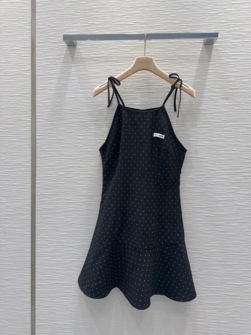 Miu Miu 2025SS Black Mini Dress, Retro Chic, Adjustable Straps, and Polka Dot 1 Miu Miu 2025SS Black Mini Dress, Retro Chic, Adjustable Straps, and Polka Dot