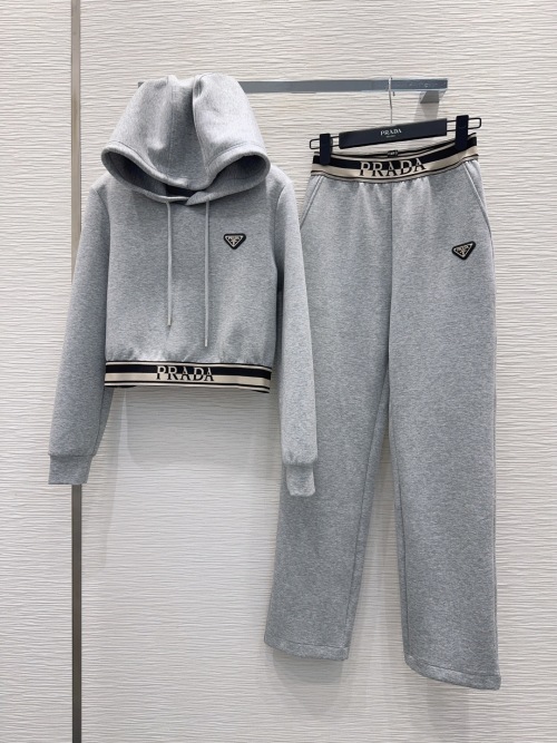 Prada 2025FW Women's Gray Casual Fashion Sweat Suit 1 Prada 2025FW Women's Gray Casual Fashion Sweat Suit