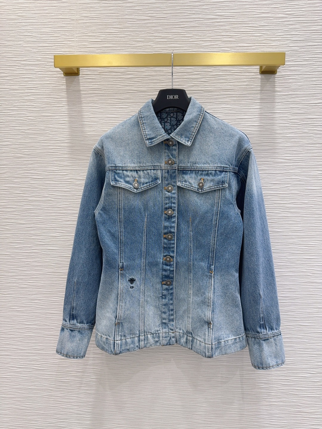 Dior Distressed Denim Jacket with Button Closure, Women's Vintage Style