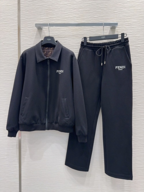 Fendi Women's Black Reversible Jacket & Pants Set, Slim Fit, Elegant Style 1 Fendi Women's Black Reversible Jacket & Pants Set, Slim Fit, Elegant Style
