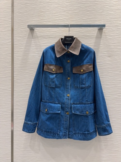 Prada Denim Jacket with Leather Accents - High-Fashion, Stylish, and Durable 1 Prada Denim Jacket with Leather Accents - High-Fashion, Stylish, and Durable