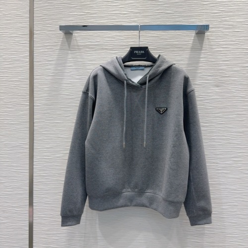 Prada Women's Gray Cotton Blend Fleece Hoodie Sweatshirt 1 Prada Women's Gray Cotton Blend Fleece Hoodie Sweatshirt