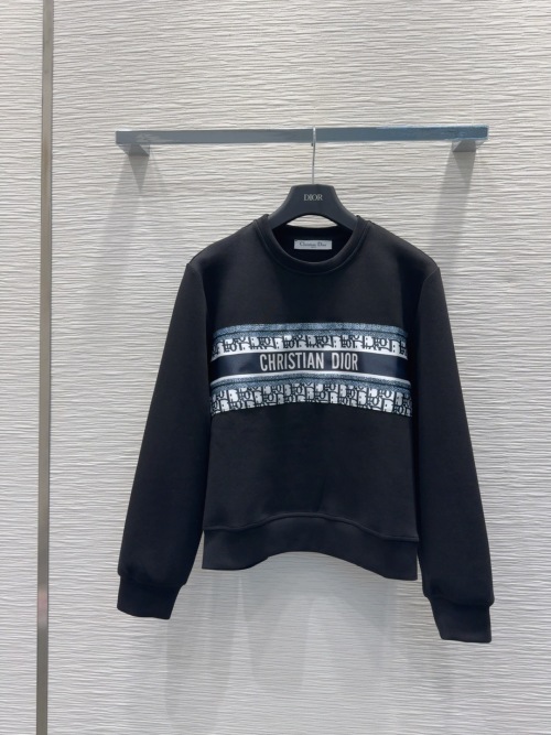 Dior 2025FW Women's Black Sweatshirt Slim Fit Elegant Fashionable Top 1 Dior 2025FW Women's Black Sweatshirt Slim Fit Elegant Fashionable Top