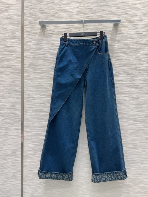 Dior Women's High-Waisted Wide-Leg Jeans in Washed Denim 1 Dior Women's High-Waisted Wide-Leg Jeans in Washed Denim