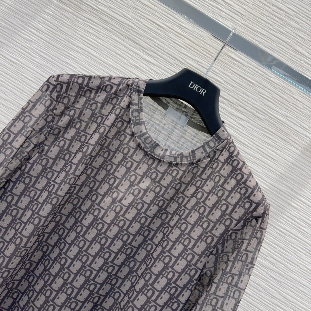 🛍️ Christian Dio* 👑2025FW新款网纱打底衫 渗透印花 高级大气 柔软弹力很舒服 满