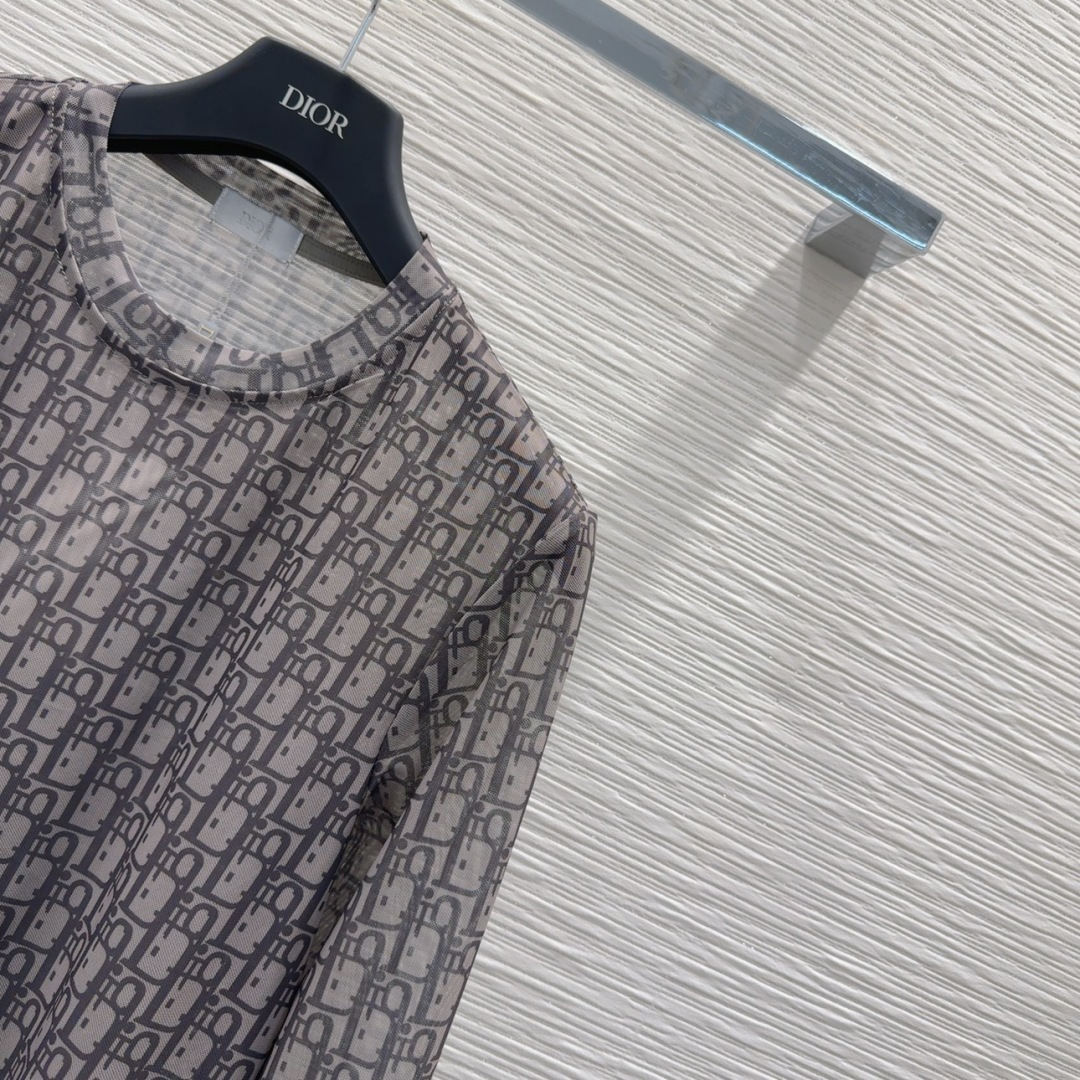 🛍️ Christian Dio* 👑2025FW新款网纱打底衫 渗透印花 高级大气 柔软弹力很舒服 满