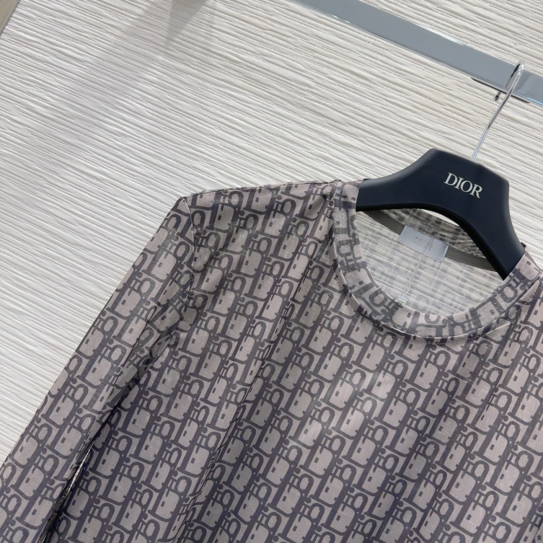 🛍️ Christian Dio* 👑2025FW新款网纱打底衫 渗透印花 高级大气 柔软弹力很舒服 满