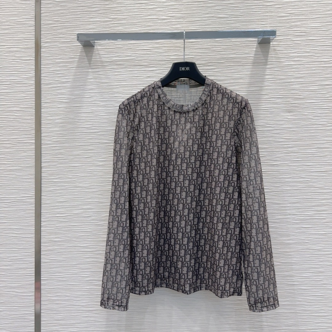 🛍️ Christian Dio* 👑2025FW新款网纱打底衫 渗透印花 高级大气 柔软弹力很舒服 满