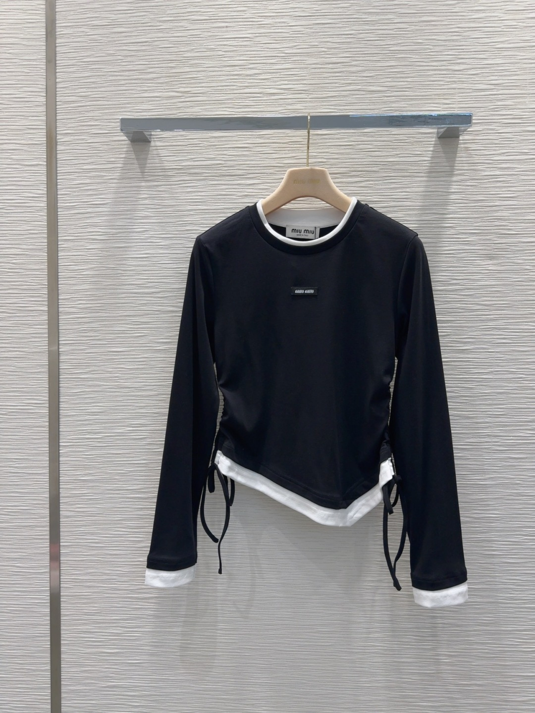 Miu Miu Two-Piece Color Block Long Sleeve Top And Skirt Set