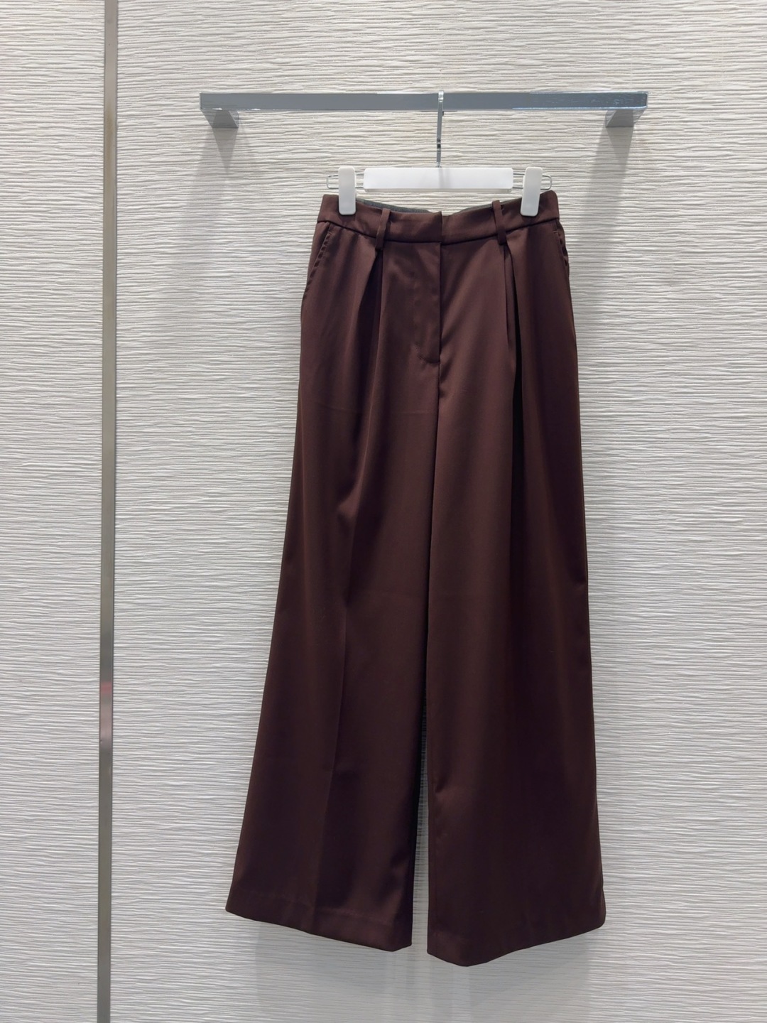 Elegante Loewe 2025FW Bruine Wijde Pijpen Broek voor Dames