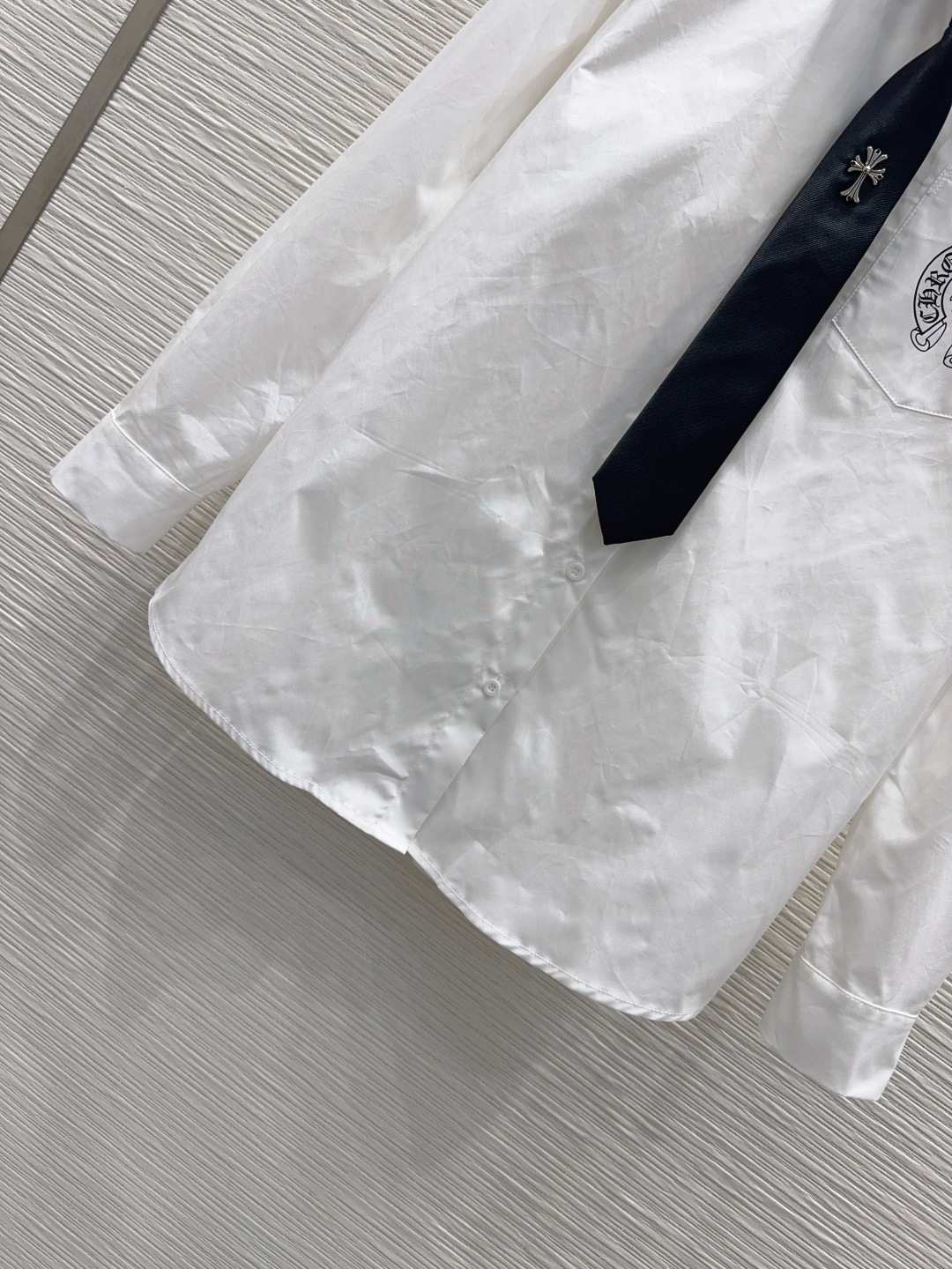 🛍️Chrome Heart*s👑2025FW新款 领带长袖衬衫 宽松百搭 纯棉面料 高端品质 白色SM