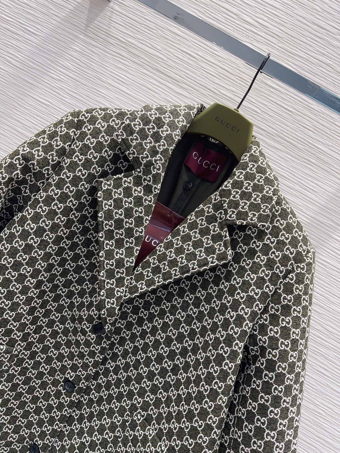 🛍️Gucc*👑2025FW新款长外套 一眼就爱上 非常高级的进口高密度质地 双G毛尼提花面料 仔细看细