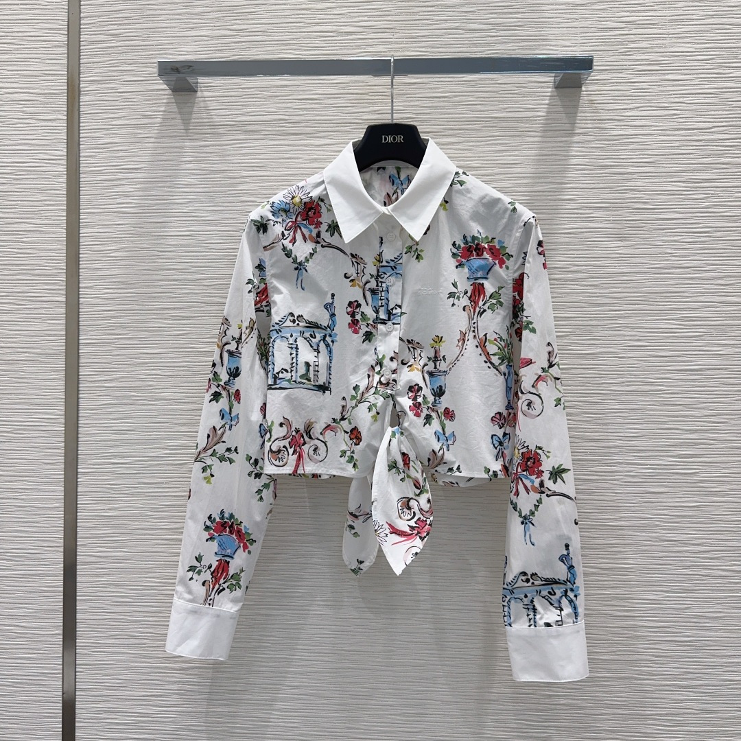NO:890461,2026SS new printed shirt, low-key luxury three-dimensional tailoring, streamlined line design, noble and elegant, showing gentle and intellectual temperament. Imported special materials will be amazing when you receive it. The texture of the customized fabric is amazing!  SML198609092026SS新款印花衬衣 低调奢华立体剪裁 精简线条感设计 高贵典雅又尽显温柔知性的气质 进口特殊材质 收到手会很惊艳 定制面料质感超赞！SML XL【S后中长42 胸围100 袖长59 袖口20】,迪奥-服装,dior,,Women's clothing