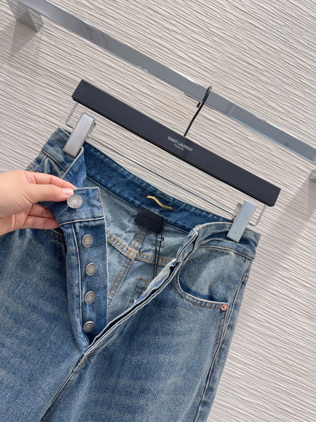 생로랑 3D 테일러링 슬림핏 여성 데님 바지 상세 이미지 5